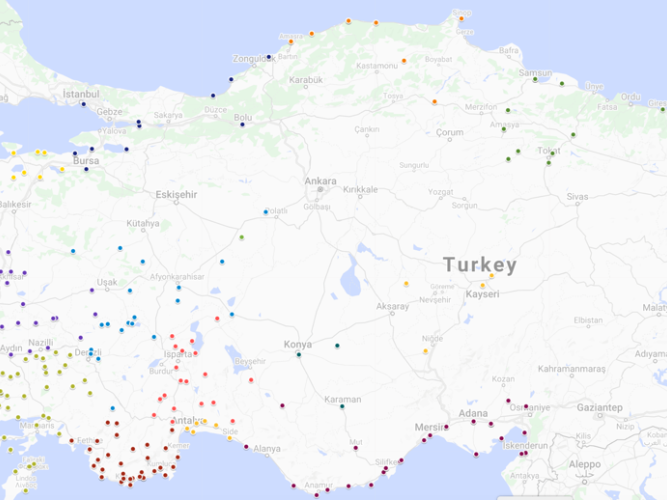 change map of turkey